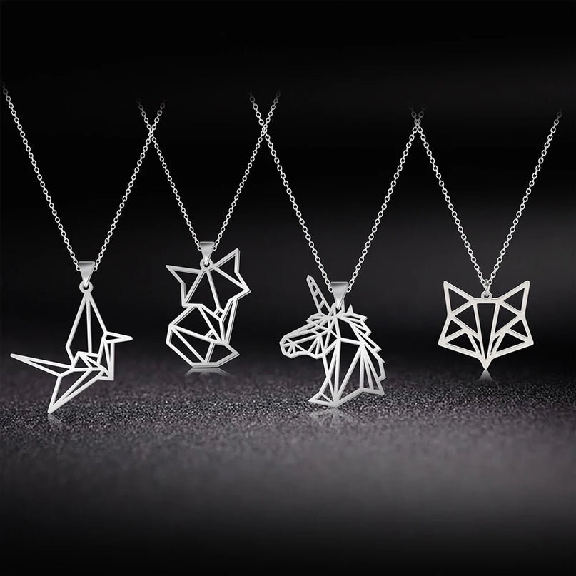 Geometric Black Unicorn Necklace