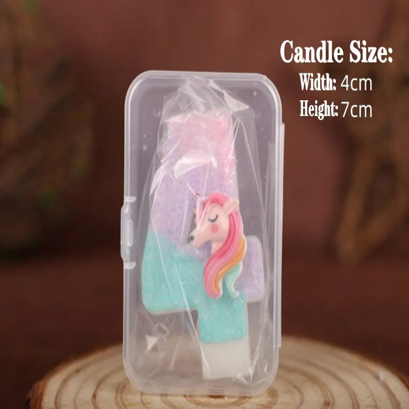 Pink Unicorn Birthday Number Candles