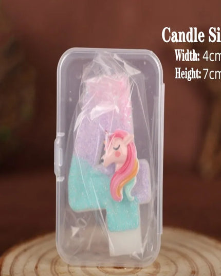 Glitter Unicorn Number 6 Candle