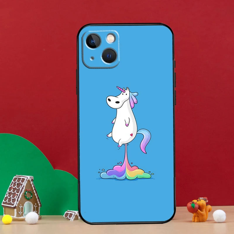 Funny Rainbow Unicorn Blue Case