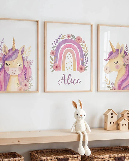 Purple Unicorn Nursery Wall Art