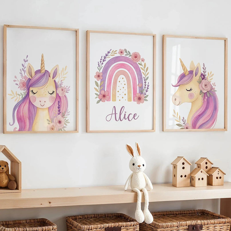 Purple Unicorn Nursery Wall Art