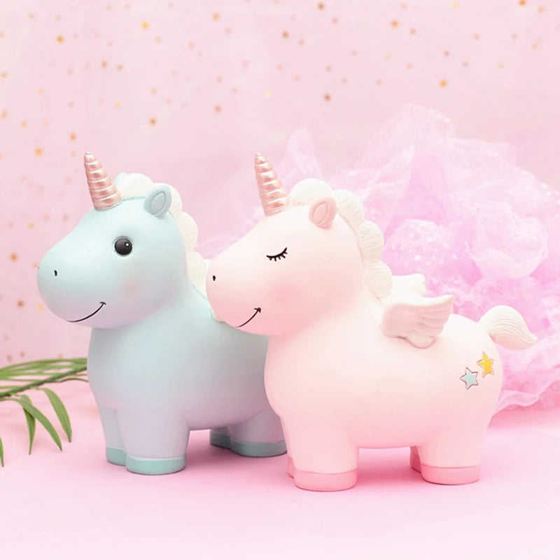 Pink Winged Unicorn Piggy Bank
