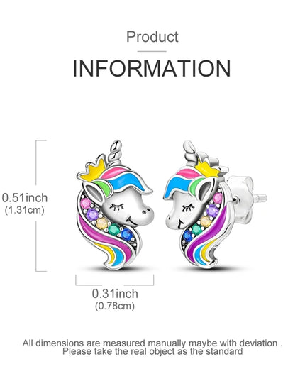 Crown Unicorn Stud Earrings