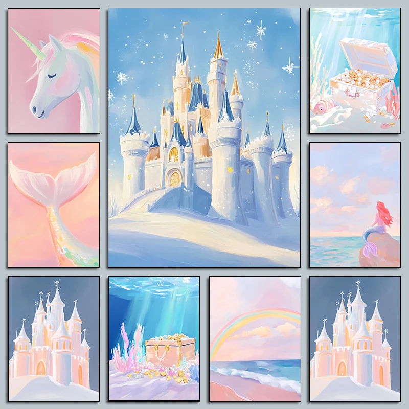 Watercolor Unicorn Wall Art in Pastels