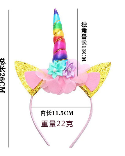 Pink Floral Baby Unicorn Headband