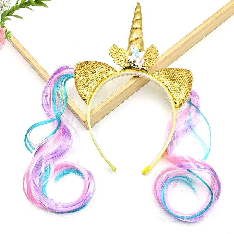 Gold Braided Unicorn Wig Headband