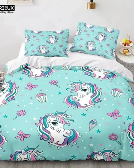 Mint Cupcake Unicorn Bedding