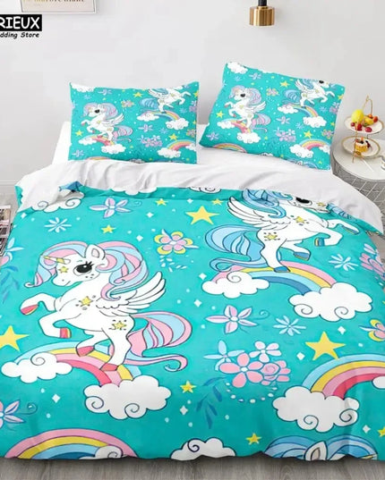 Teal Pegasus Flower Bedding