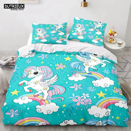 Teal Pegasus Flower Bedding