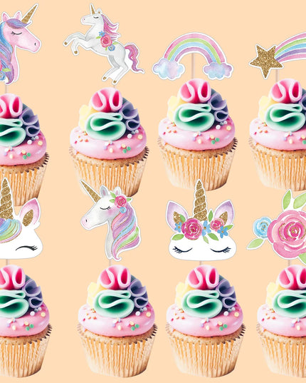 Rainbow Unicorn Cupcake Toppers 24pk