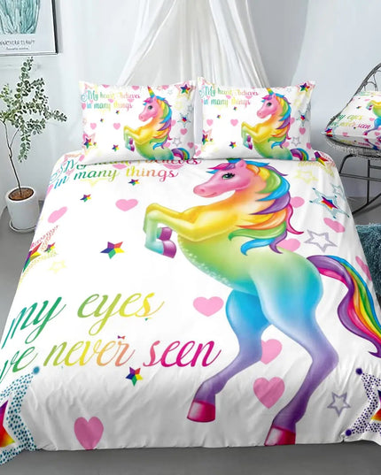 Rainbow Heart Unicorn Bedding