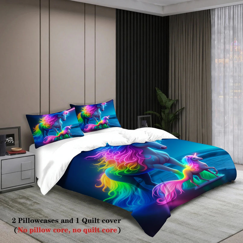 Neon Rainbow Unicorn Bedding