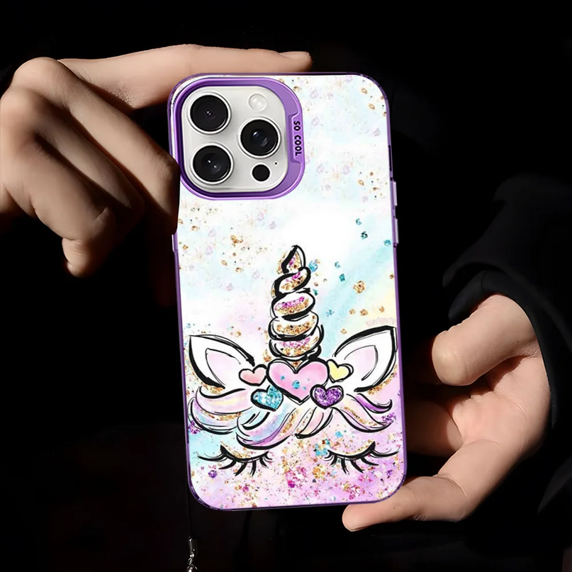Teal Unicorn Face iPhone Case