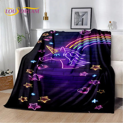 Neon Glow Unicorn Blanket