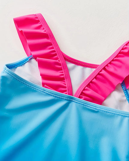 Blue Rainbow Little Girls Swimsuit