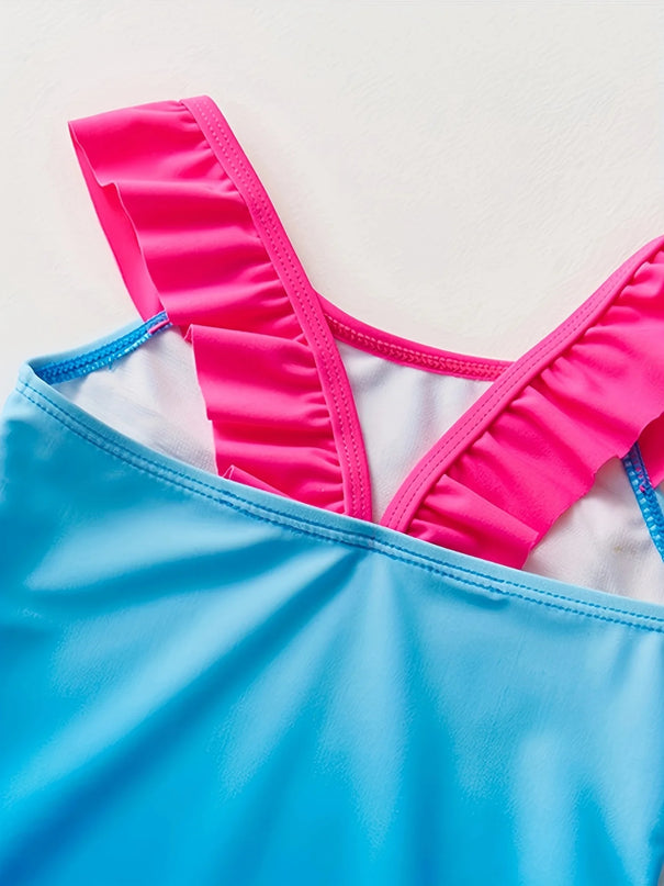 Blue Rainbow Little Girls Swimsuit