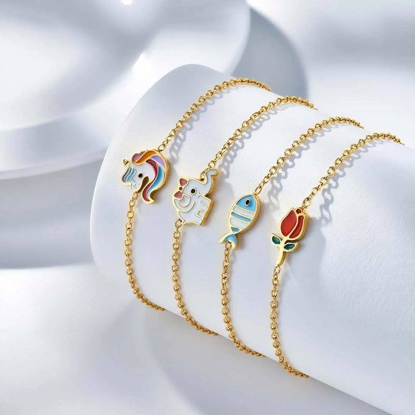 Golden Enamel Unicorn Bracelet