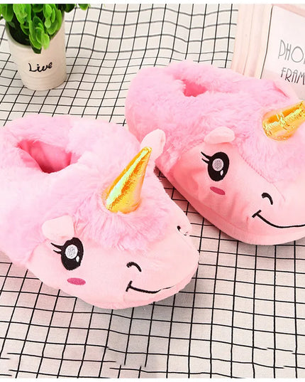 Soft Blue Unicorn Plush Slippers