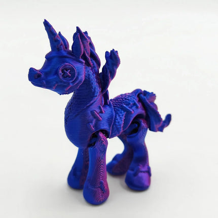 Blue 3D Printed Unicorn Figurine