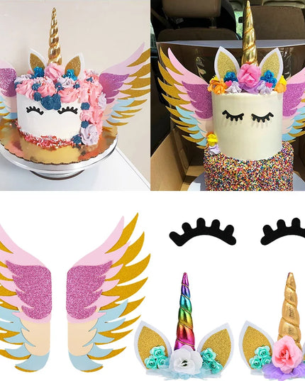 Unicorn Horn Cake Topper with Eyelashes