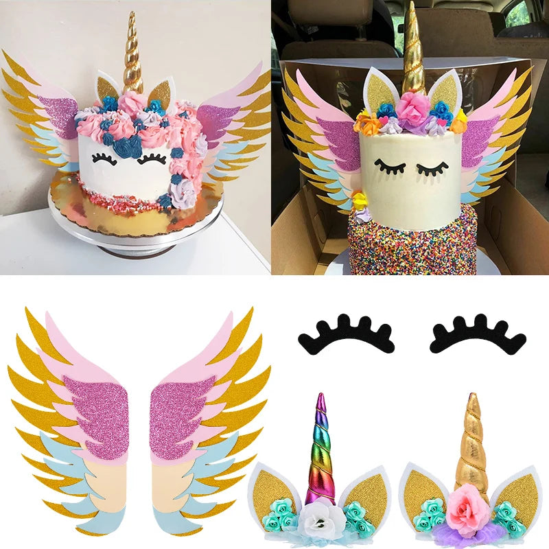 Unicorn Horn Cake Topper with Eyelashes