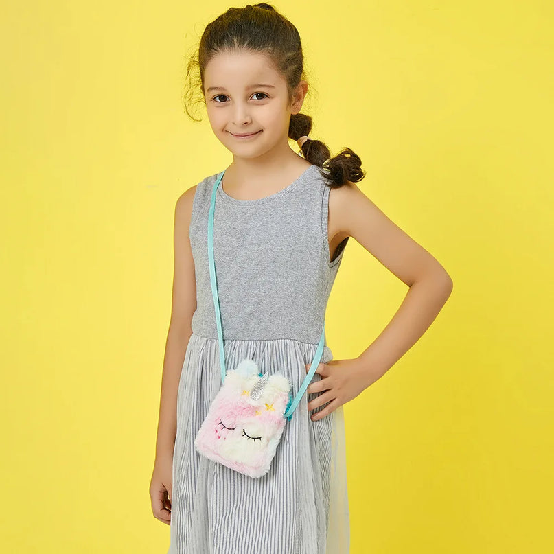 Pastel Plush Unicorn Purse Bag