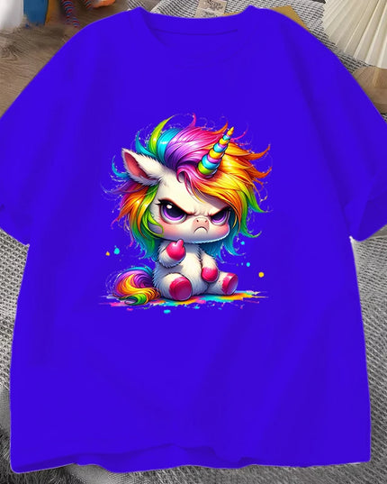 Blue Cartoon Unicorn Shirt