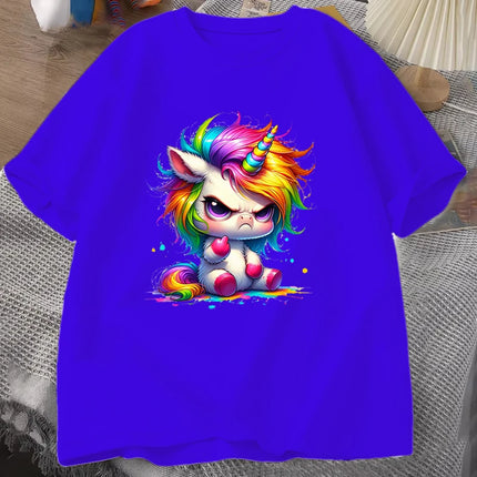 Blue Cartoon Unicorn Shirt