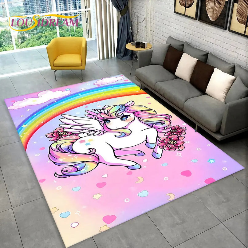 Sparkly Rainbow Unicorn Rug