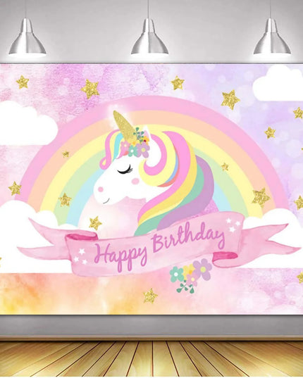 Detail of the vinyl surface and non-reflective print of the unicorn backdrop