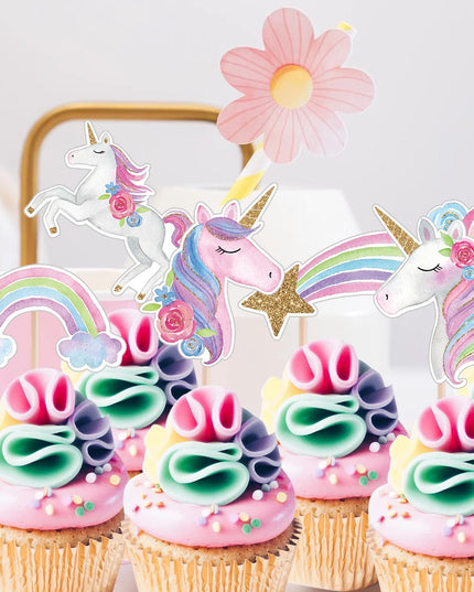 Rainbow Unicorn Cupcake Toppers 24pk