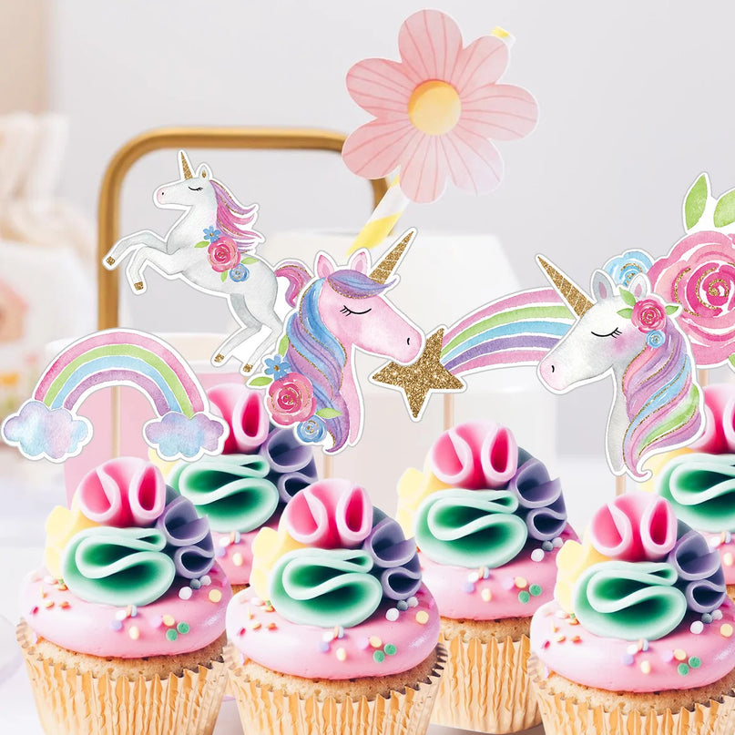 Rainbow Unicorn Cupcake Toppers 24pk