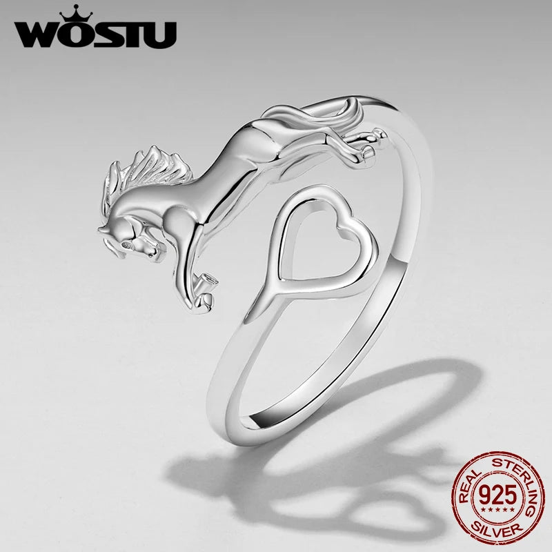 925 Silver Unicorn Heart Ring
