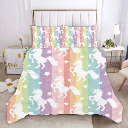 Stripe Silhouette Unicorn Bedding