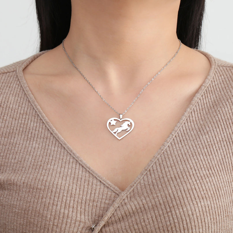 Unicorn Heart Star Necklace