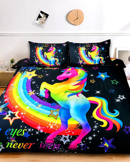 Neon Rainbow Unicorn Bedding