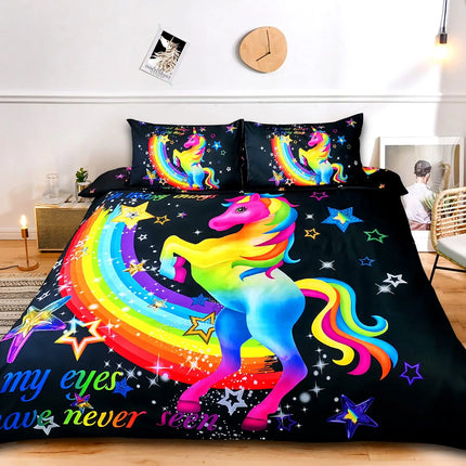 Neon Rainbow Unicorn Bedding
