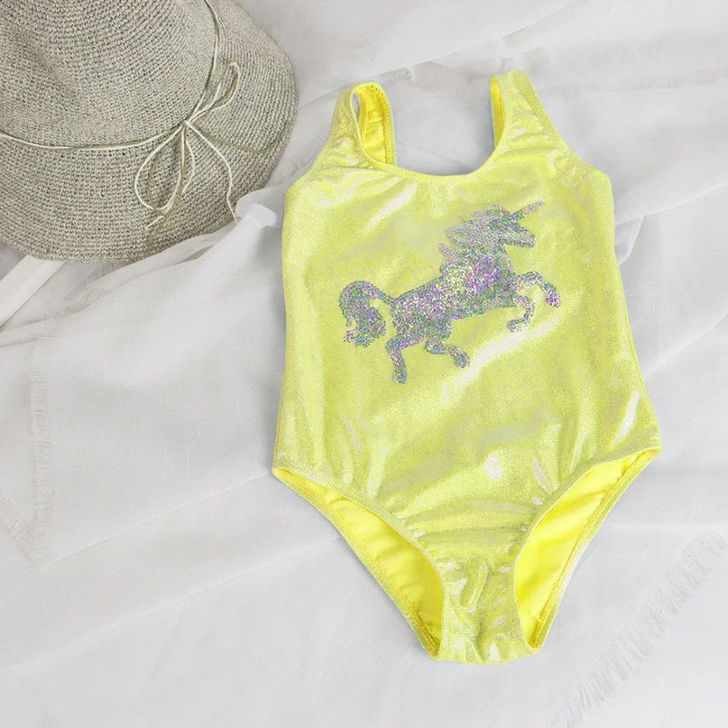Yellow Shimmer Unicorn Swimsuit