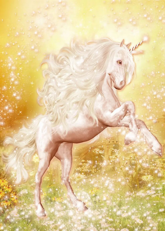 White Unicorn Wall Art in Bloom
