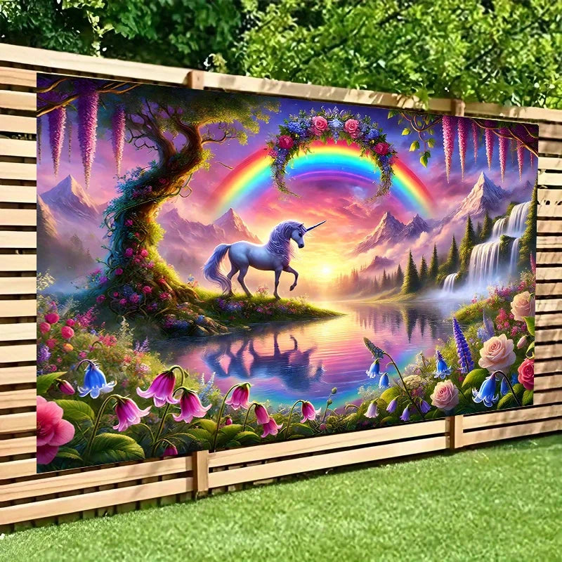 Magical Rainbow Unicorn Tapestry