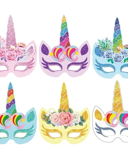 Rainbow Unicorn Party Mask 6 Pack