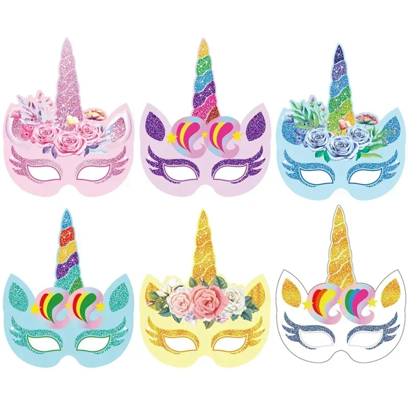 Rainbow Unicorn Party Mask 6 Pack