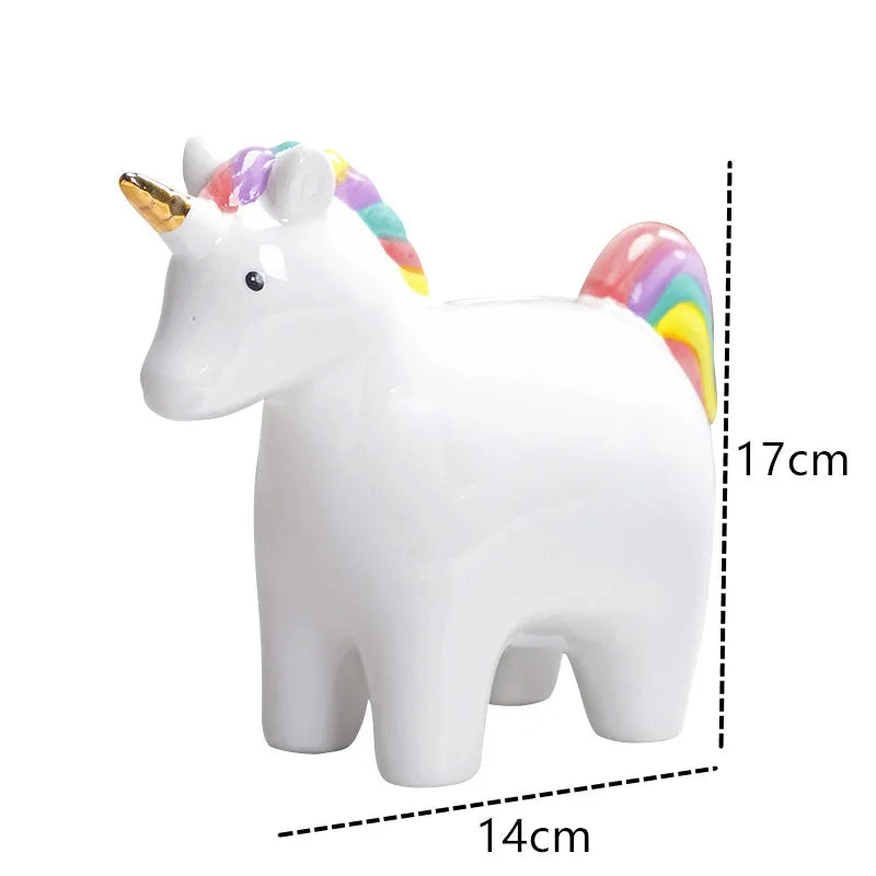 Rainbow Mane Unicorn Piggy Bank