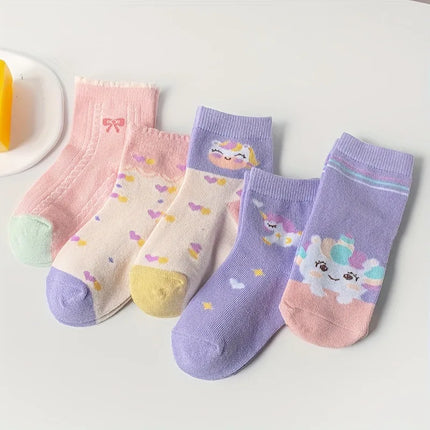 Girls' Unicorn Socks - Pastel 5-Pack