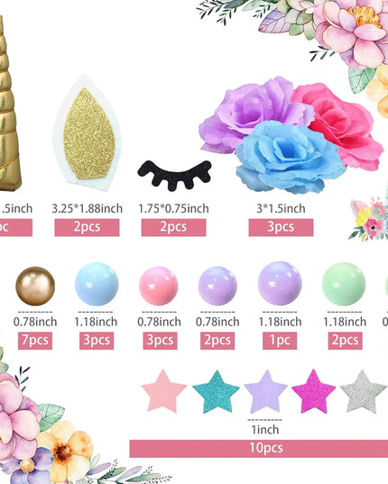 Full Unicorn Face Cake Topper 38pcs