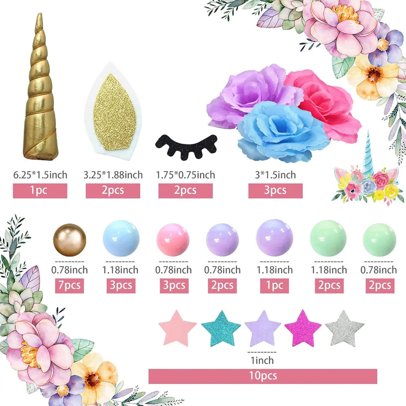 Full Unicorn Face Cake Topper 38pcs