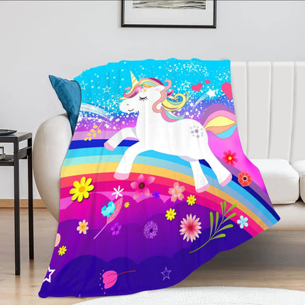 Floral Rainbow Unicorn Blanket