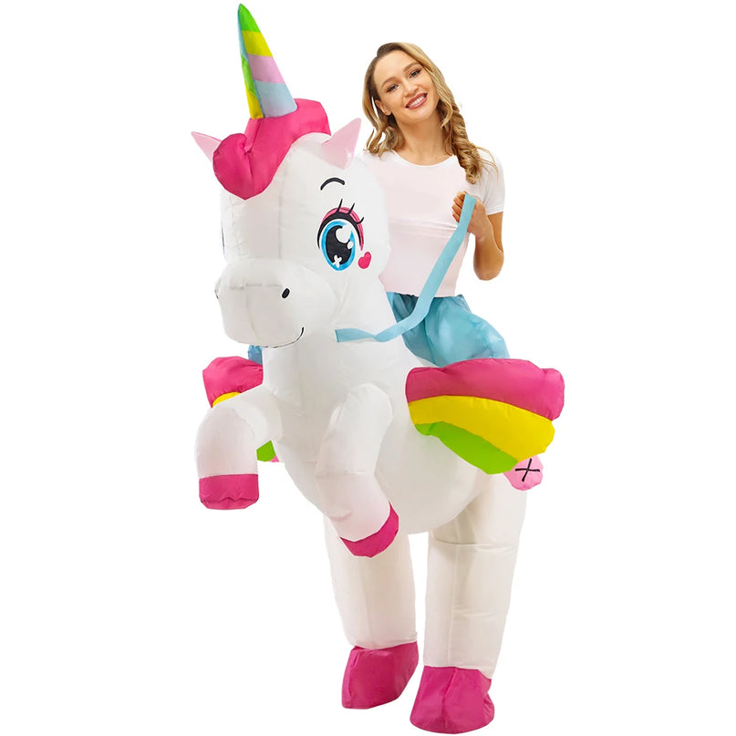 Blue Inflatable Unicorn Rider Costume