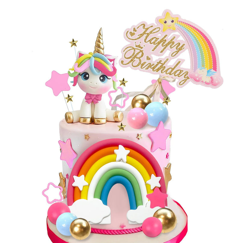 Kawaii Unicorn Smash Cake Topper